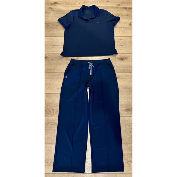 Women’s Figs FORMX Scrub Set Navy Blue Piedra Pant XL Chelsea Polo Top XXL EUC! - Picture 1 of 7